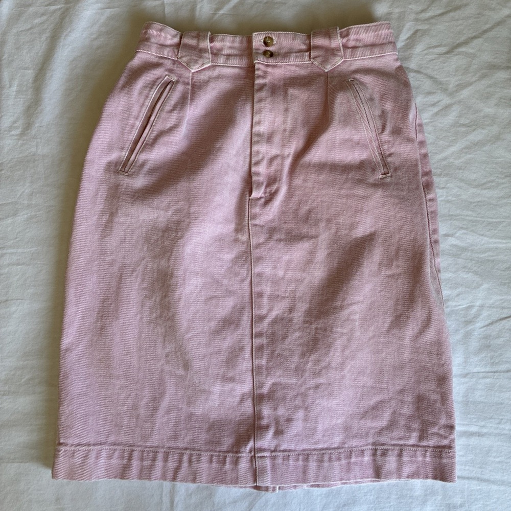 Vintage Banana Republic Safari Denim Twill Skirt Women's Size 8 Pink 100% Cotton